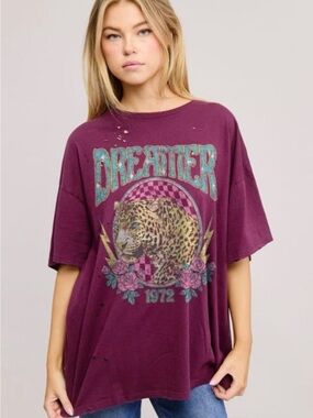 Dreamer Graphic Short Sleeve Tee - Plum NWOT